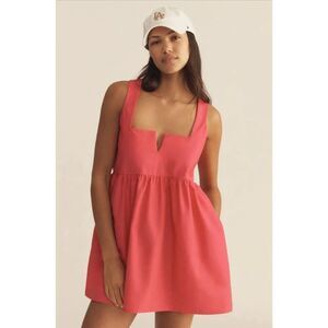 Daily Practice Anthropologie Women Mini Dress Magenta Hot Pink  L Split Neck $98
